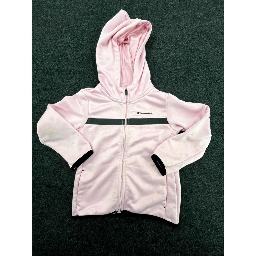 Champion Hoodie Kids 4T Pink Full Zip Logo Long Sleeve Authentic Athletic Wear